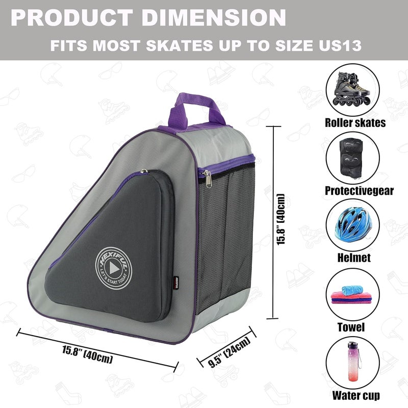 HEXIFUL Skate Bag for Ice, Inline, Roller & Quad Skates - Kids & Adults - Image 4